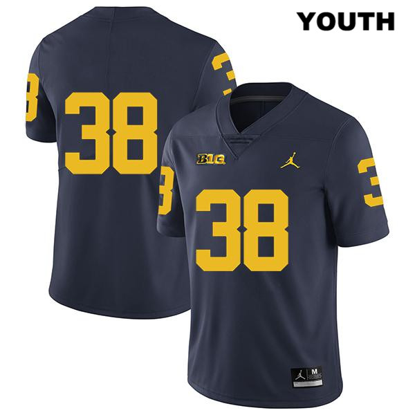 Youth NCAA Michigan Wolverines Geoffrey Reeves #38 No Name Navy Jordan Brand Authentic Stitched Legend Football College Jersey UC25S60XT